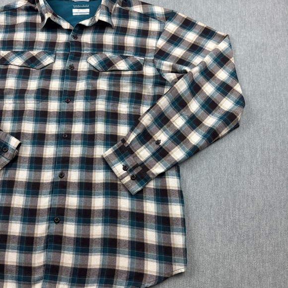 Columbia Shirt Men Large Green Plaid Tartan Long Sleeve Button Up Fishing Hiking - Picture 4 of 11